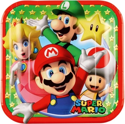 Piatti di carta Super Mario 18 × 18 cm (8 pz)