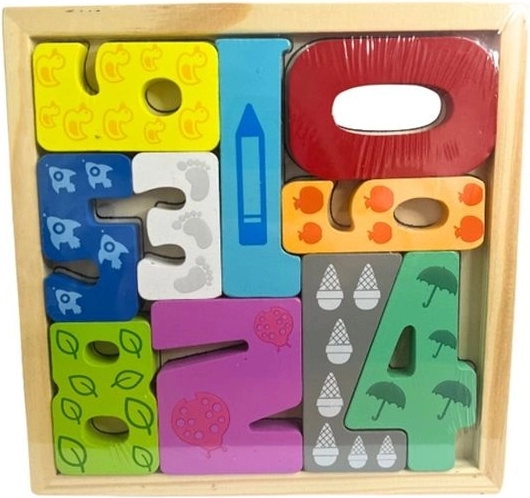 Puzzle in legno con numeri 0–9
