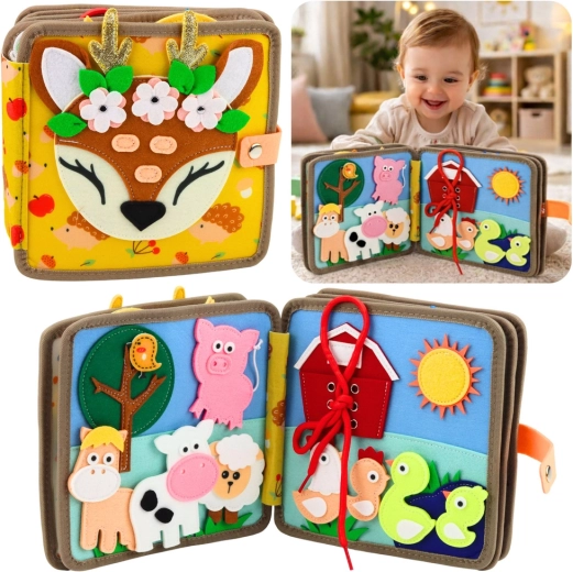 Libretto sensoriale in feltro Cerbiatto – libro interattivo educativo per i più piccoli