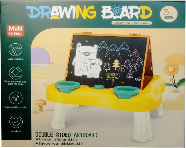 Lavagna da disegno bifacciale con tavolino e accessori - 1 pezzo