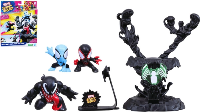 Spider-Man e Miles Morales vs Venom – figurine in gomma con lanciagranate