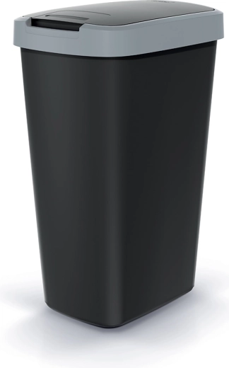 Pattumiera Compacta Q Flap 45 l, nera con coperchio grigio chiaro