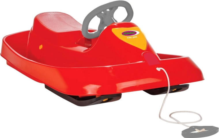 Bob da neve per bambini Snow Play Ralley 100 cm rosso con volante e freno
