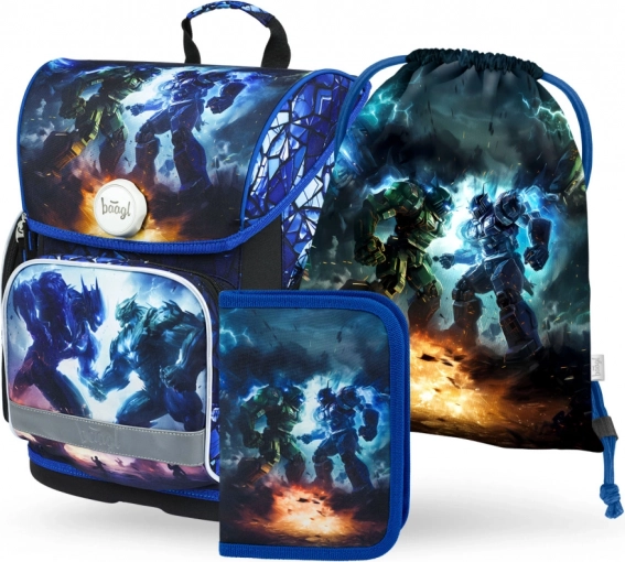 Zaino Scolastico ERGO Roboti con Penna e Sacca