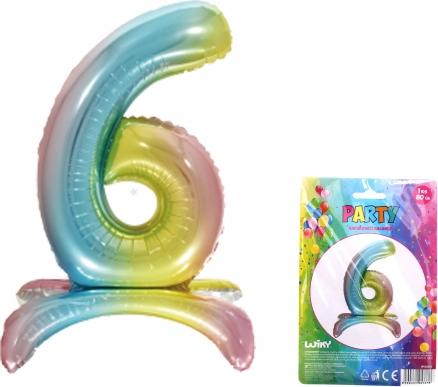 Palloncino gonfiabile numero 6 arcobaleno 80 cm