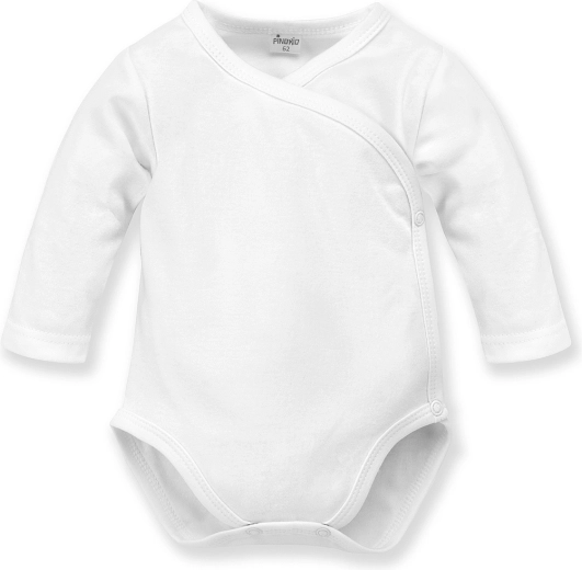 Body avvolgente Pinokio Lovely Day a maniche lunghe, bianco, taglia 68