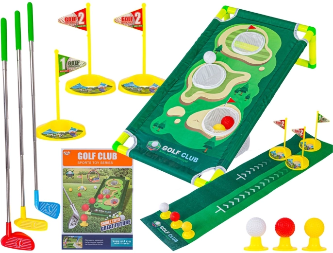Mini golf: gioco per bambini con tappetino, mazze e accessori