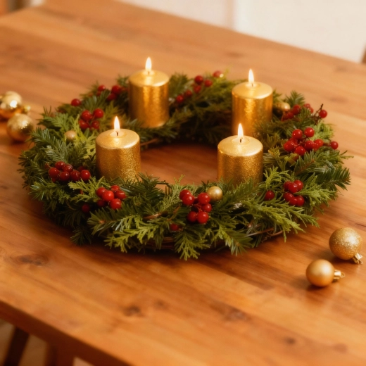 Set di 4 candele cilindriche dorate senza profumo