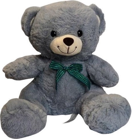 Grande orso di peluche grigio con fiocco