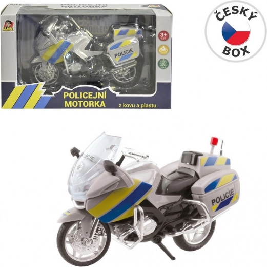 Moto della polizia in metallo 18 cm argento
