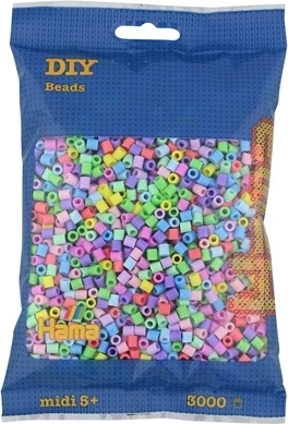 Perline da stirare Hama Midi – mix pastello, 3000 pz