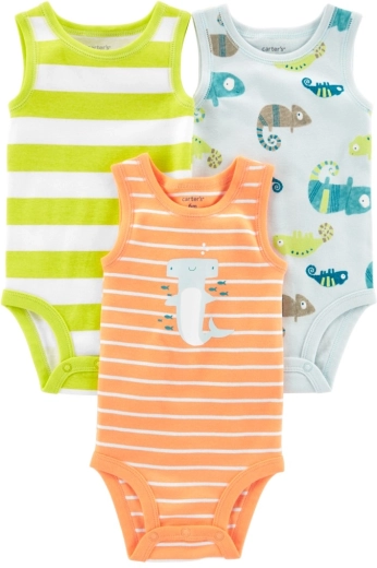 CARTER'S body in cotone senza maniche stripes animals per maschietti, 3 pz – 3m
