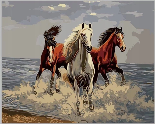 Norimpex dipingere con i numeri Tre cavalli al galoppo 40 × 50 cm