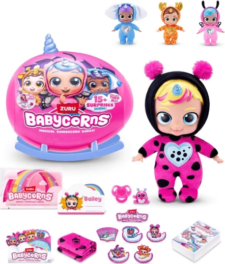 ZURU Rainbocorns Babycorns serie 1 bebè con accessori (15+ sorprese) - 1 pezzo