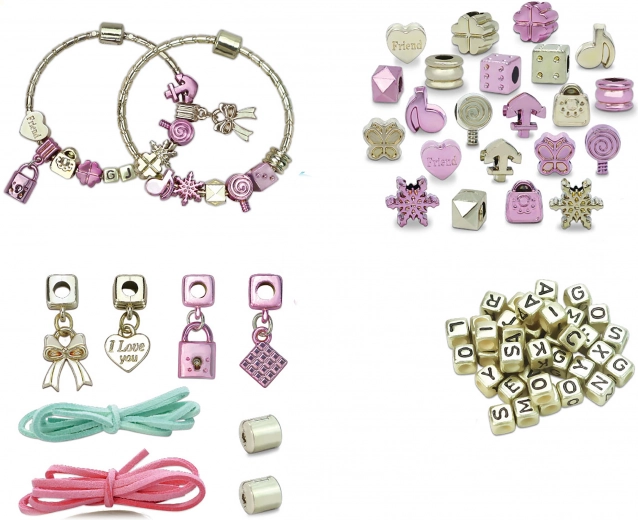 Set creativo per realizzare braccialetti – gioielli rose gold per bambini
