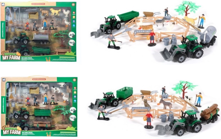 Set da fattoria: trattore con rimorchio e accessori