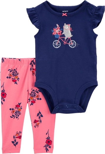 Set Carter's da 2 pezzi per neonato – body a maniche corte e leggings navy bike (bimba) – 6m