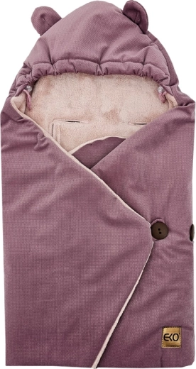 Sacco EKO per seggiolino auto lilla con cappuccio e aperture per le cinture