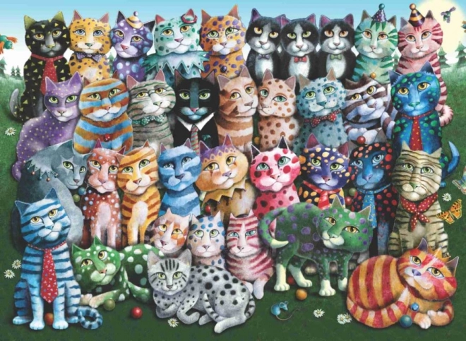 Puzzle Riunione di famiglia felina 1000 pezzi
