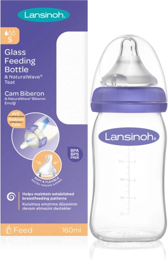 Biberon in vetro Lansinoh con tettarella NaturalWave 160 ml