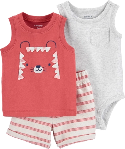 Set Carter’s da 3 pezzi per bambini Red Tiger (body senza maniche, canottiera e pantaloncini) 12 m – 12m