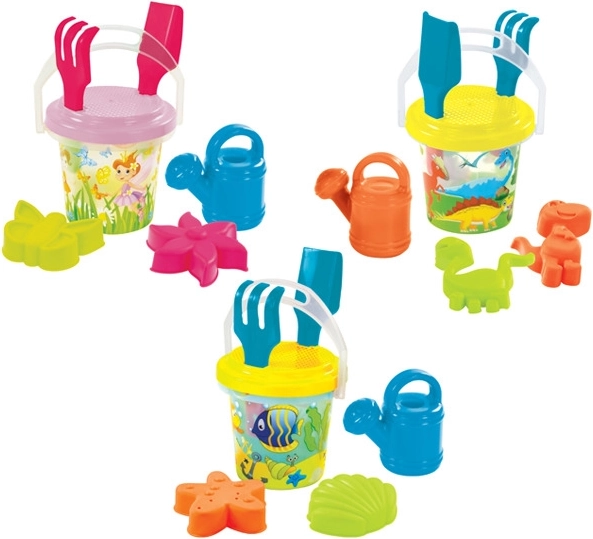 Set da sabbia trasparente con annaffiatoio – fate, dinosauri e pesciolini 1,3 l