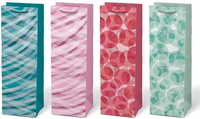 Borsa regalo in carta per bottiglia con stampa, mix di motivi