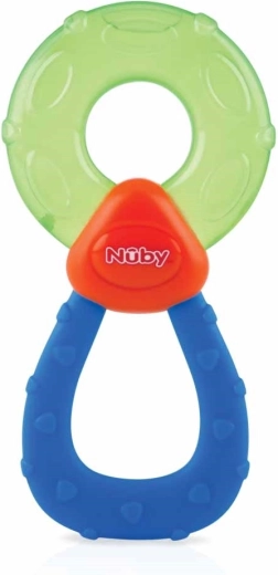 Nuby massaggiagengive refrigerante con acqua distillata, verde-blu (da 3 mesi)