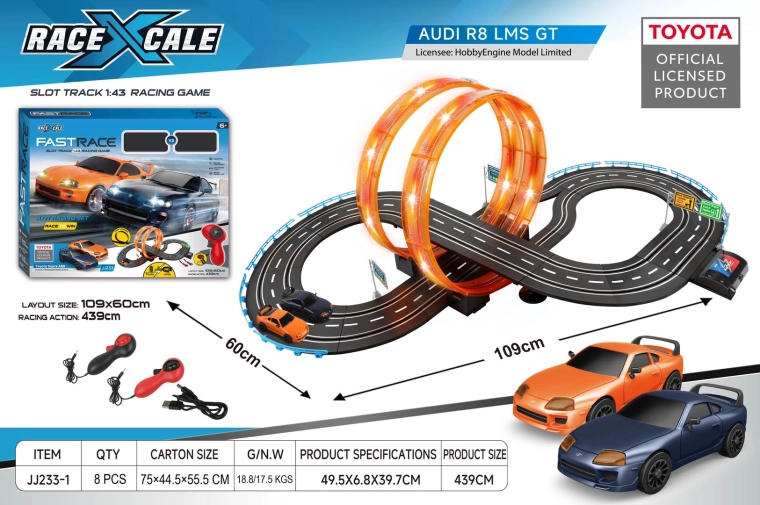 Pista da corsa con radiocomando Toyota 1:43, 152 × 73 cm