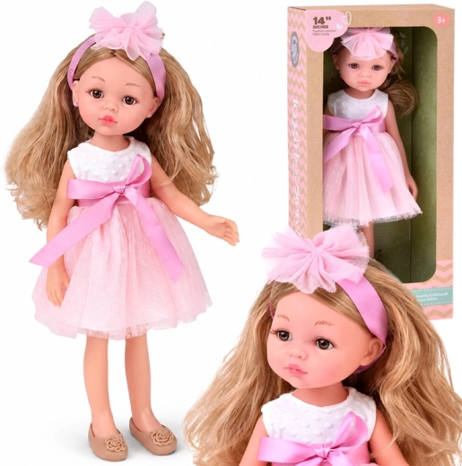 Bambola ballerina con abito in tulle rosa, 35 cm