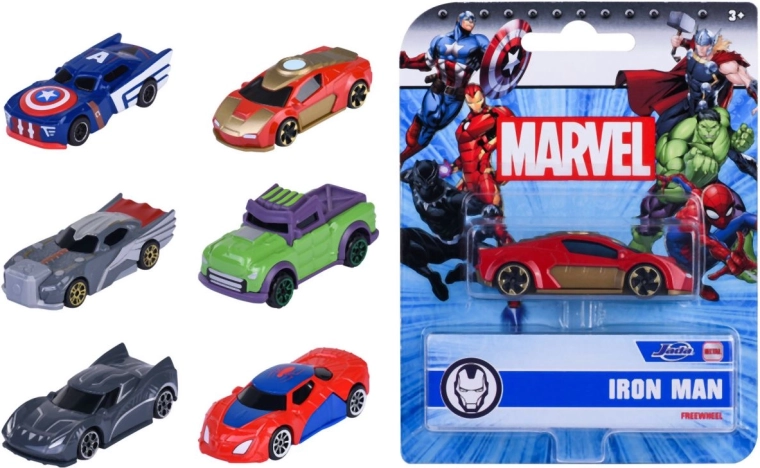 Marvel macchinina in metallo 1:64, 7 cm – 6 varianti