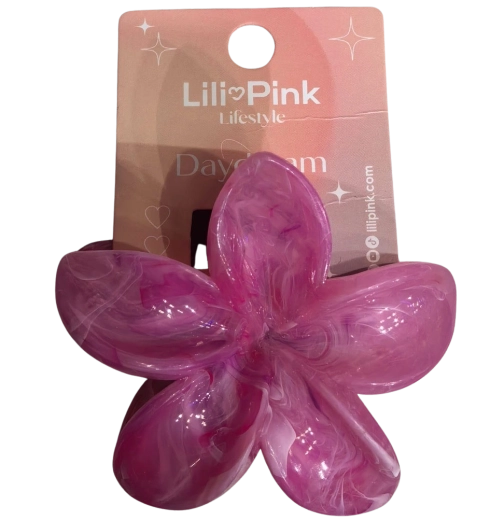PINK grande fermaglio per capelli fiore rosa marmorizzato