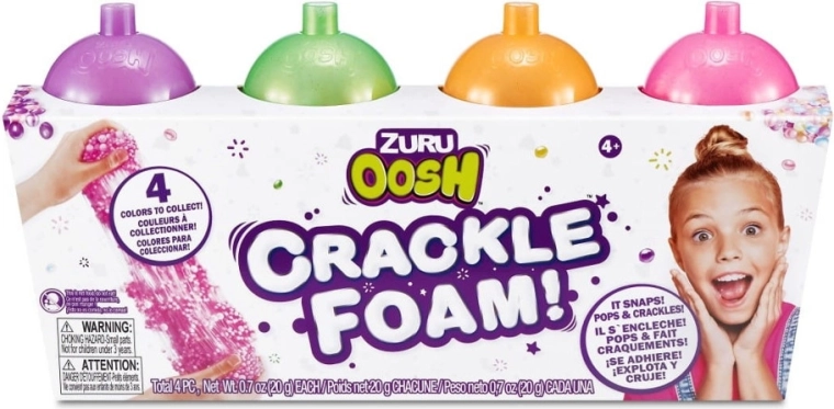 Set di slime ZURU Oosh – schiuma scoppiettante, 4 pezzi