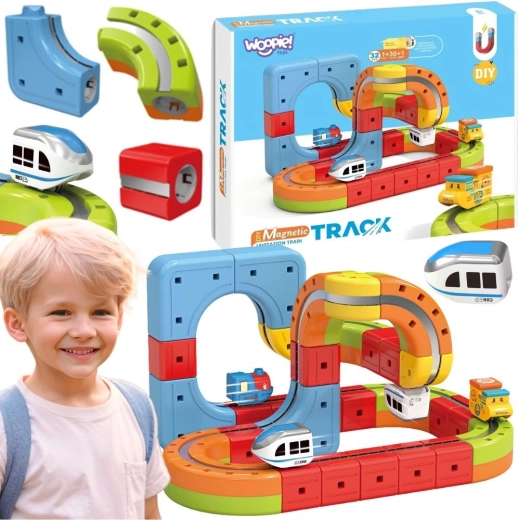 Costruzione magnetica con trenino elettrico WOOPIE Magic Cube Train, 32 pezzi