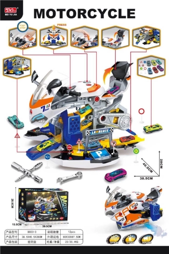 Officina motociclistica con parcheggio per bambini