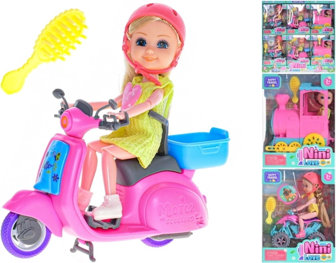 Bambola snodata viaggiatrice con accessori 15 cm - 1 pezzo
