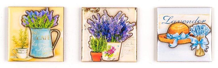 Magneti Lavender – set da 3 pezzi, mix di decori