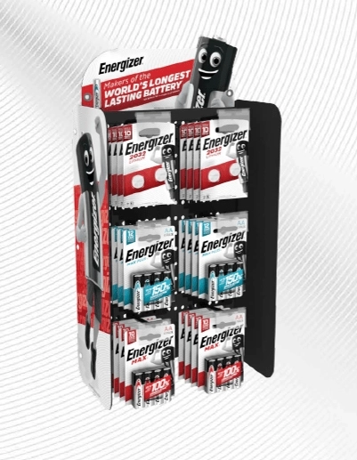 Energizer stand verticale 2×3 con supporto per appendere alla barra