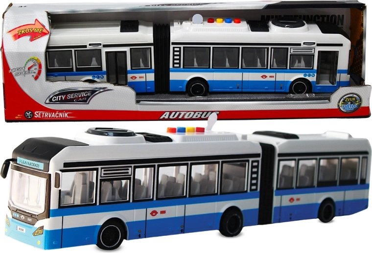 Autobus snodato 1:16 blu con suoni a retrocarica