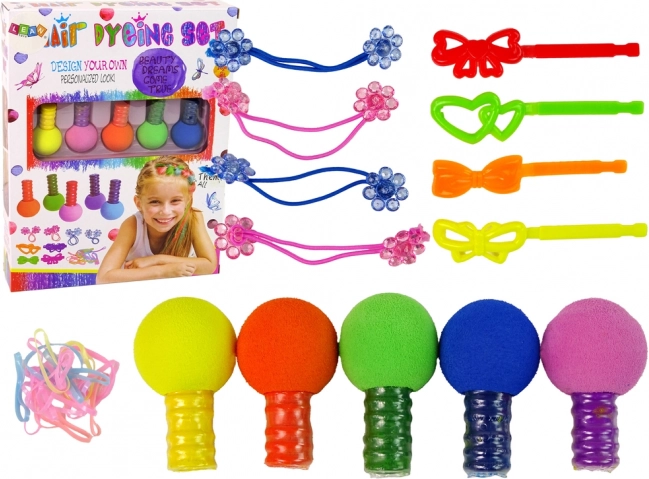 Set per colorare i capelli dei bambini – 5 colori, elastici e mollette