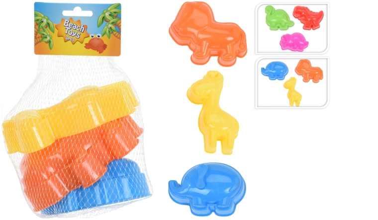 Set di 3 formine per la sabbia con animaletti