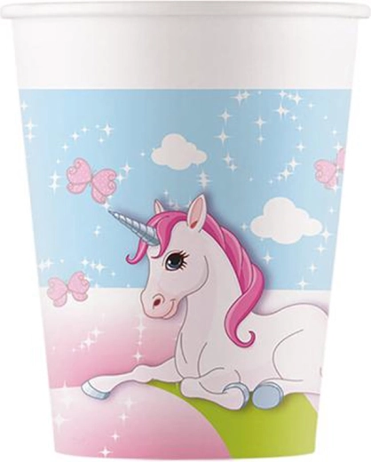 Bicchieri di carta Unicorno 200 ml, 8 pz