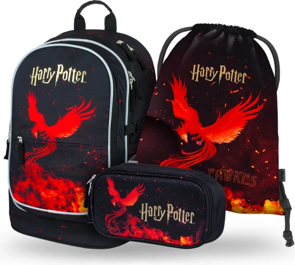 baagl set scolastico 3 pezzi harry potter fenice – zaino, astuccio e sacca