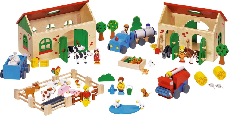 Fattoria in legno My Farm – set da gioco da 71 pezzi