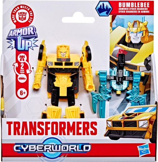 Transformers CYBERWORLD Bumblebee – action figure con armatura e trasformazione in 2 passaggi