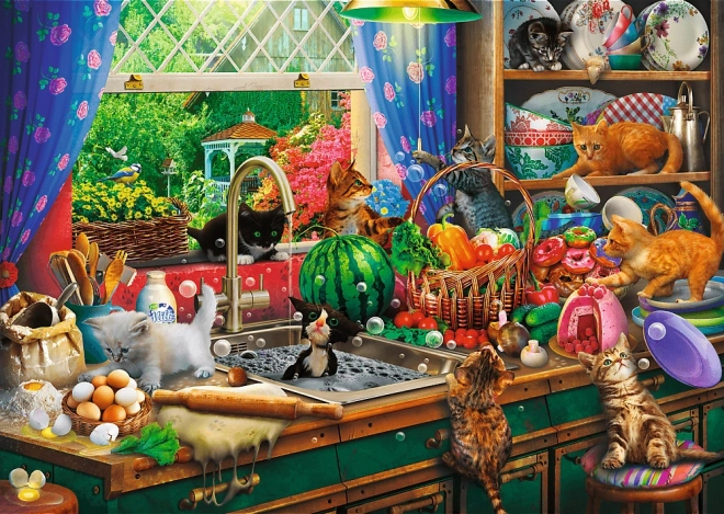 TREFL Puzzle Premium Plus: Tempo del tè con gattini birichini 1000 pezzi