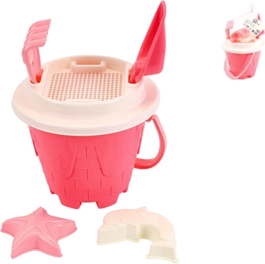 Set rosa per la sabbia con secchiello 18 × 26 cm