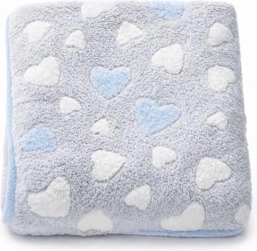 Copertina per bambini New Baby cuoricini, blu 80×90 cm