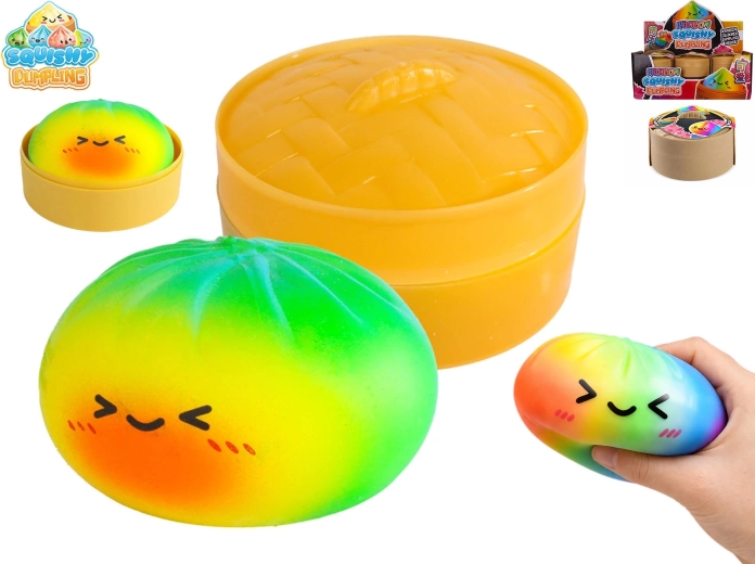 Squishy Dumpling gnocco arcobaleno antistress in cestino 8,5 cm (12 pz)