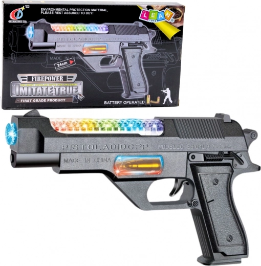 Pistola giocattolo a batterie con luci e suoni 24 cm
